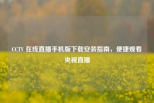 CCTV 在线直播手机版下载安装指南，便捷观看央视直播