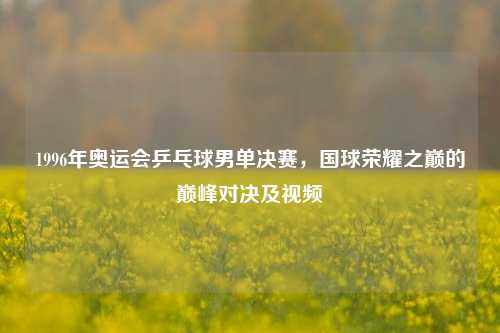 1996年奥运会乒乓球男单决赛，国球荣耀之巅的巅峰对决及视频