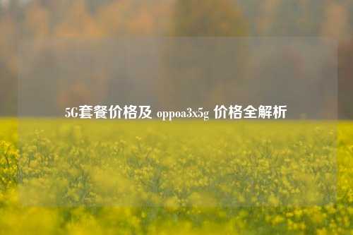 5G套餐价格及 oppoa3x5g 价格全解析
