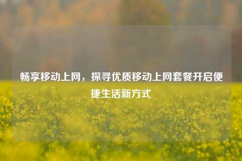 畅享移动上网，探寻优质移动上网套餐开启便捷生活新方式