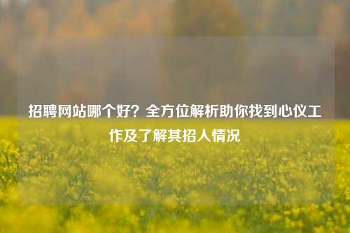 招聘网站哪个好？全方位解析助你找到心仪工作及了解其招人情况