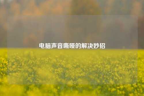 电脑声音嘶哑的解决妙招