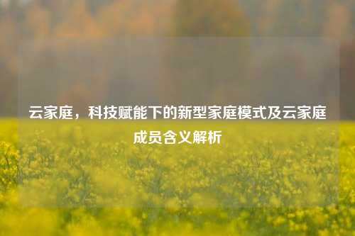 云家庭，科技赋能下的新型家庭模式及云家庭成员含义解析