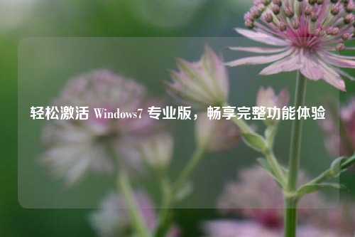轻松激活 Windows7 专业版，畅享完整功能体验