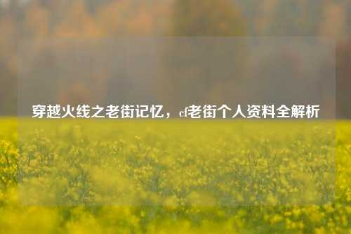 穿越火线之老街记忆，cf老街个人资料全解析