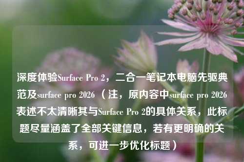 深度体验Surface Pro 2，二合一笔记本电脑先驱典范及surface pro 2026 （注，原内容中surface pro 2026表述不太清晰其与Surface Pro 2的具体关系，此标题尽量涵盖了全部关键信息，若有更明确的关系，可进一步优化标题）