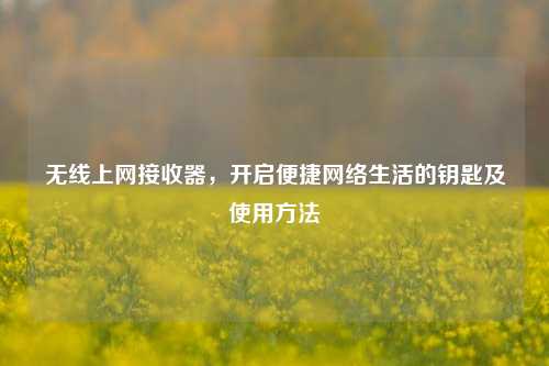 无线上网接收器,开启便捷网络生活的钥匙及使用方法