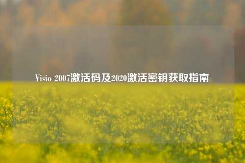 Visio 2007激活码及2020激活密钥获取指南