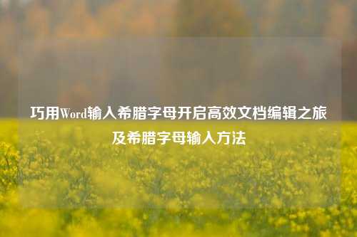 巧用Word输入希腊字母开启高效文档编辑之旅及希腊字母输入方法