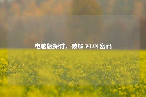 电脑版探讨，破解 WLAN 密码