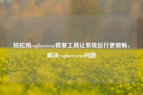 轻松用explorerexe修复工具让系统运行更顺畅，解决explorer.exe问题