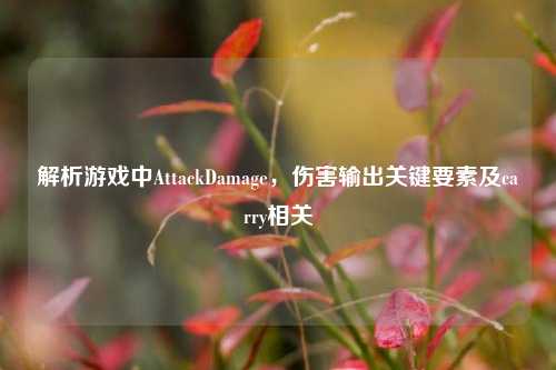 解析游戏中AttackDamage，伤害输出关键要素及carry相关