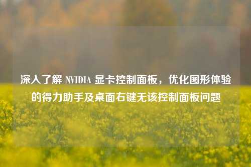 深入了解 NVIDIA 显卡控制面板，优化图形体验的得力助手及桌面右键无该控制面板问题