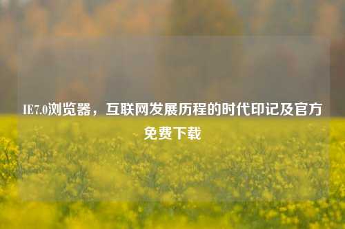 IE7.0浏览器,互联网发展历程的时代印记及官方免费下载