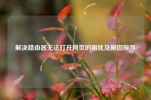 解决路由器无法打开网页的困扰及原因探寻