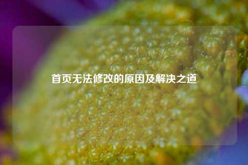 首页无法修改的原因及解决之道