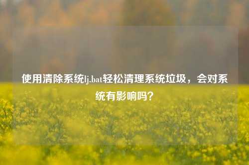使用清除系统lj.bat轻松清理系统垃圾,会对系统有影响吗?