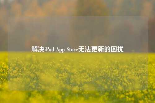 解决iPad App Store无法更新的困扰