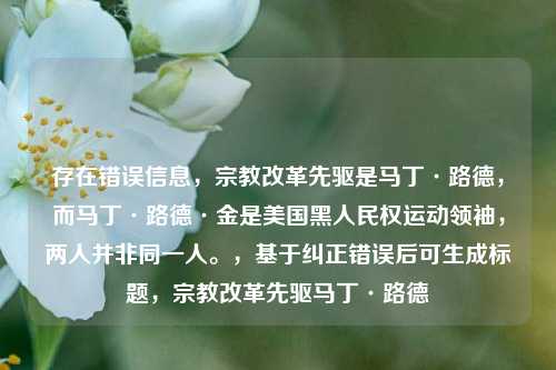 存在错误信息，宗教改革先驱是马丁·路德，而马丁·路德·金是美国黑人民权运动领袖，两人并非同一人。，基于纠正错误后可生成标题，宗教改革先驱马丁·路德