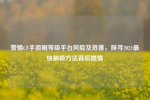 警惕CF手游刷等级平台风险及危害，探寻2021最快刷级方法背后隐情