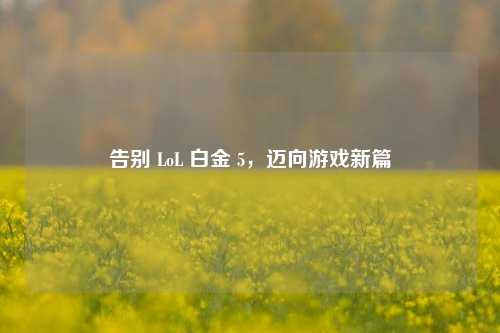 告别 LoL 白金 5，迈向游戏新篇