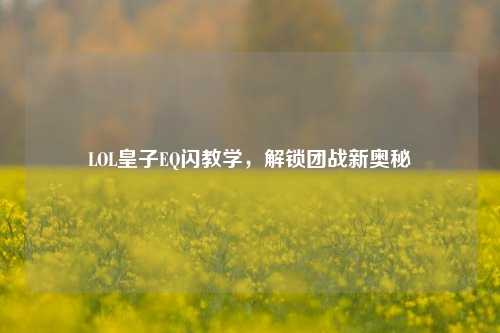 LOL皇子EQ闪教学,解锁团战新奥秘