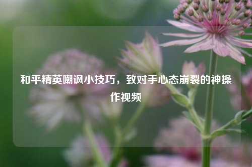 和平精英嘲讽小技巧，致对手心态崩裂的神操作视频