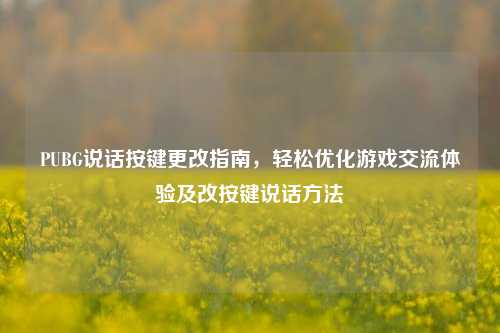 PUBG说话按键更改指南,轻松优化游戏交流体验及改按键说话方法