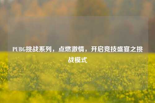 PUBG挑战系列，点燃激情，开启竞技盛宴之挑战模式