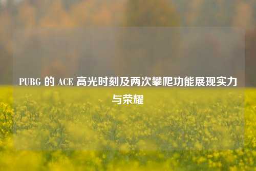 PUBG 的 ACE 高光时刻及两次攀爬功能展现实力与荣耀