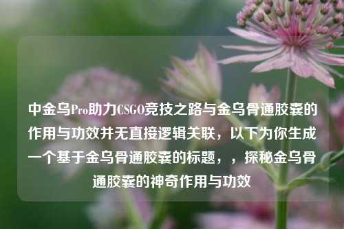 中金乌Pro助力CSGO竞技之路与金乌骨通胶囊的作用与功效并无直接逻辑关联,以下为你生成一个基于金乌骨通胶囊的标题,,探秘金乌骨通胶囊的神奇作用与功效