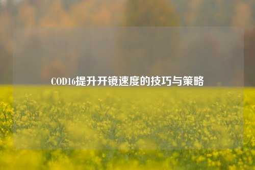 COD16提升开镜速度的技巧与策略