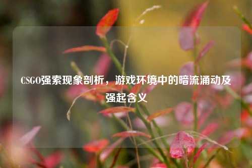 CSGO强索现象剖析，游戏环境中的暗流涌动及强起含义