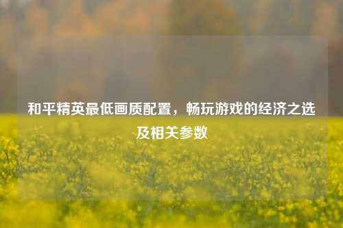 和平精英最低画质配置，畅玩游戏的经济之选及相关参数