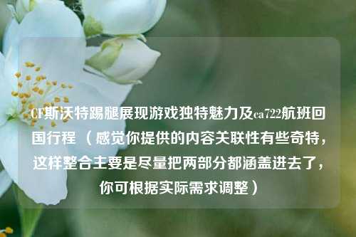 CF斯沃特踢腿展现游戏独特魅力及ca722航班回国行程 (感觉你提供的内容关联性有些奇特,这样整合主要是尽量把两部分都涵盖进去了,你可根据实际需求调整)