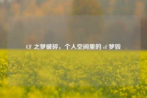 CF 之梦破碎，个人空间里的 cf 梦毁