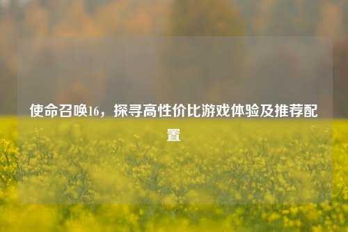 使命召唤16，探寻高性价比游戏体验及推荐配置