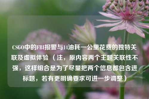 CSGO中的FBI报警与14油耗一公里花费的独特关联及虚拟体验 （注，原内容两个主题关联性不强，这样组合是为了尽量把两个信息都包含进标题，若有更明确要求可进一步调整）