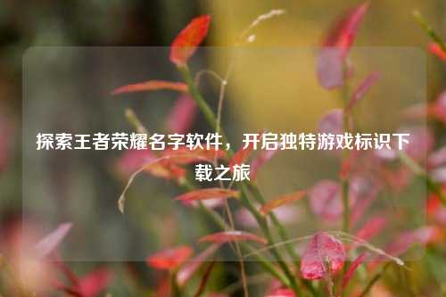 探索王者荣耀名字软件,开启独特游戏标识下载之旅