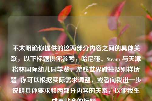 不太明确你提供的这两部分内容之间的具体关联,以下标题供你参考,哈尼碰、Steam 与天津格林国际幼儿园学费,游戏世界碰撞及别样话题 你可以根据实际需求调整,或者向我进一步说明具体要求和两部分内容的关系,以便我生成更贴合的标题 。