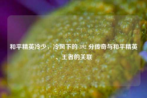 和平精英冷少，冷风下的 392 分传奇与和平精英、王者的关联