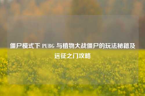 僵尸模式下 PUBG 与植物大战僵尸的玩法秘籍及远征之门攻略