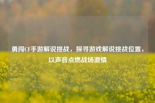 勇闯CF手游解说挑战,探寻游戏解说挑战位置,以声音点燃战场激情
