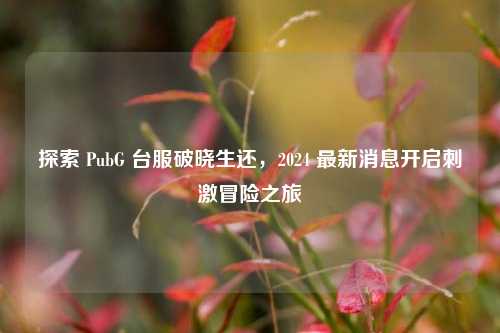 探索 PubG 台服破晓生还，2024 最新消息开启刺激冒险之旅