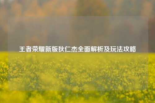 王者荣耀新版狄仁杰全面解析及玩法攻略