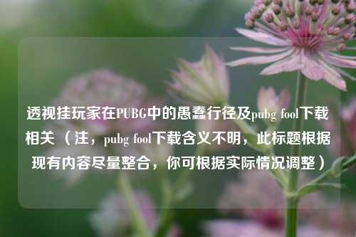 透视挂玩家在PUBG中的愚蠢行径及pubg fool下载相关 （注，pubg fool下载含义不明，此标题根据现有内容尽量整合，你可根据实际情况调整）