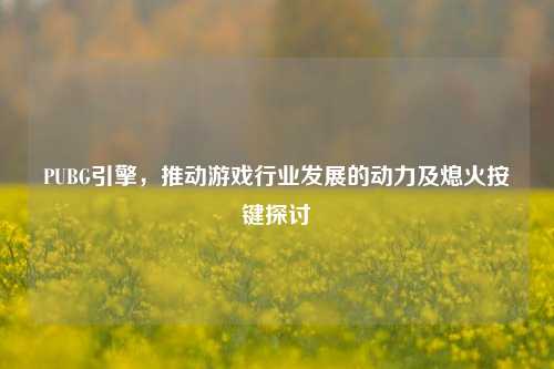 PUBG引擎，推动游戏行业发展的动力及熄火按键探讨
