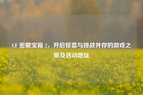 CF 密藏宝箱 2，开启惊喜与挑战并存的游戏之旅及活动地址