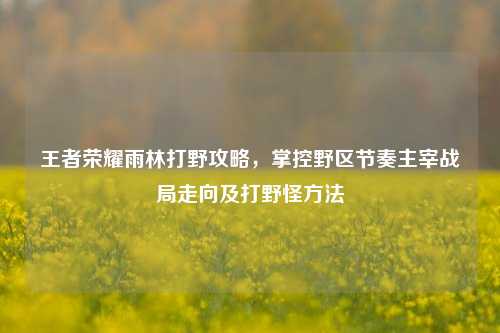 王者荣耀雨林打野攻略,掌控野区节奏主宰战局走向及打野怪方法