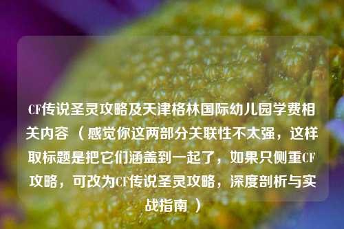 CF传说圣灵攻略及天津格林国际幼儿园学费相关内容 (感觉你这两部分关联性不太强,这样取标题是把它们涵盖到一起了,如果只侧重CF攻略,可改为CF传说圣灵攻略,深度剖析与实战指南 )